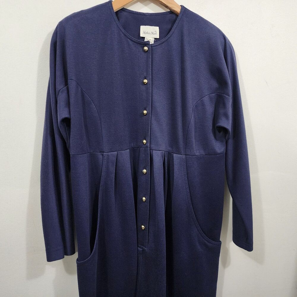 Mothers Work Vintage 80's Classic Knit Jumpsuit Navy Gold Button-down Womens 8 - Picture 15 of 16